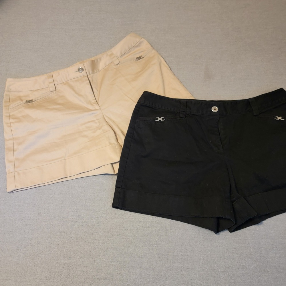 "Bundle" White House Black Market Chino Shorts Womens 12 Tan Black Excellent 800